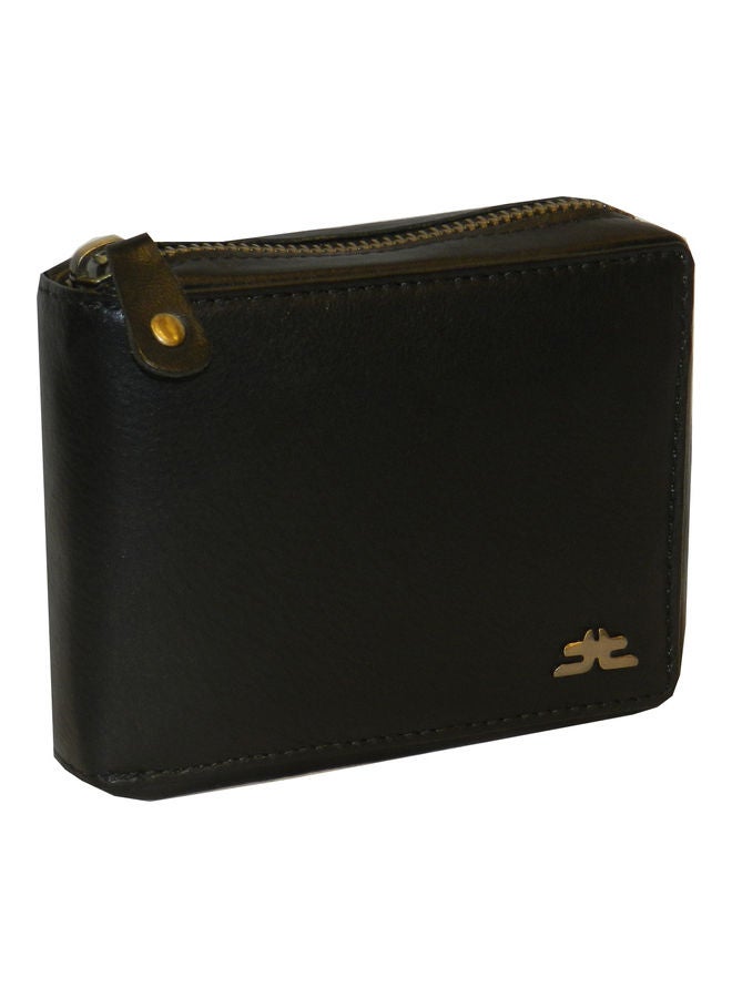 LAVERI LEATHER Genuine Leather Designer Wallet With Zipper Black  - Image 1