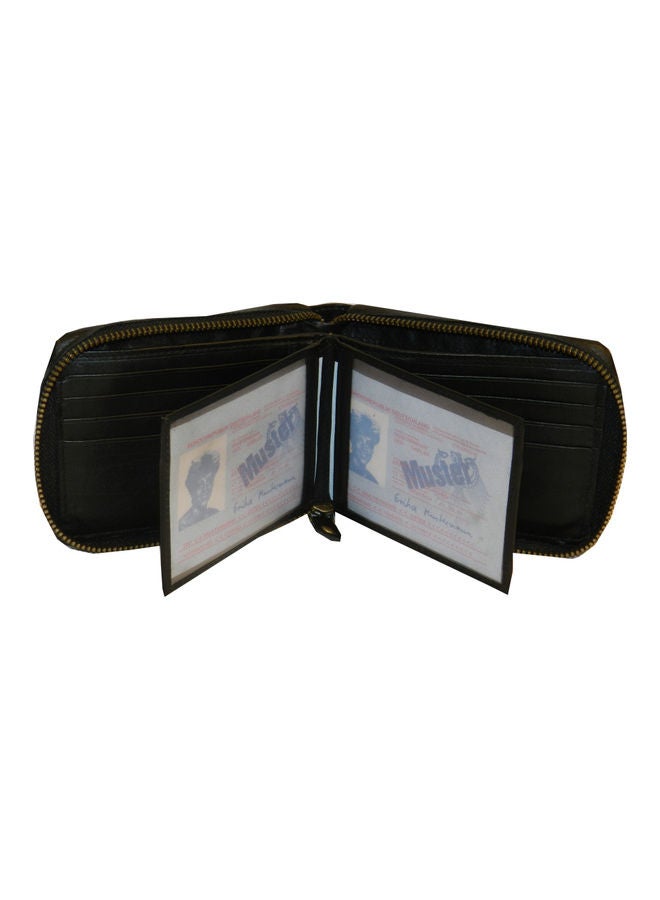LAVERI LEATHER Genuine Leather Designer Wallet With Zipper Black  - Image 3