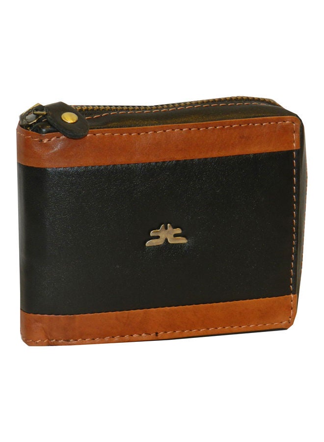 LAVERI LEATHER Genuine Leather Designer Wallet With Zipper Black - Image 1