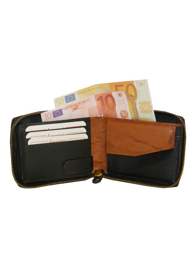 LAVERI LEATHER Genuine Leather Designer Wallet With Zipper Black - Image 2