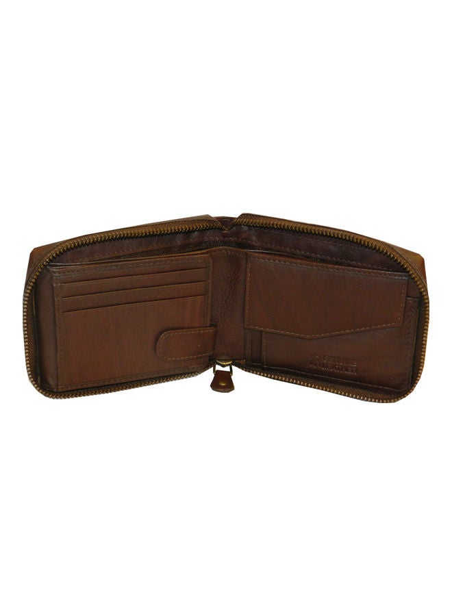 LAVERI LEATHER Genuine Leather Designer Wallet With Zipper Dark Brown - Image 3