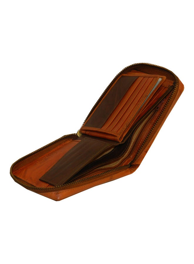 LAVERI LEATHER - Genuine Leather Designer Wallet With Zipper Rust - Image 1