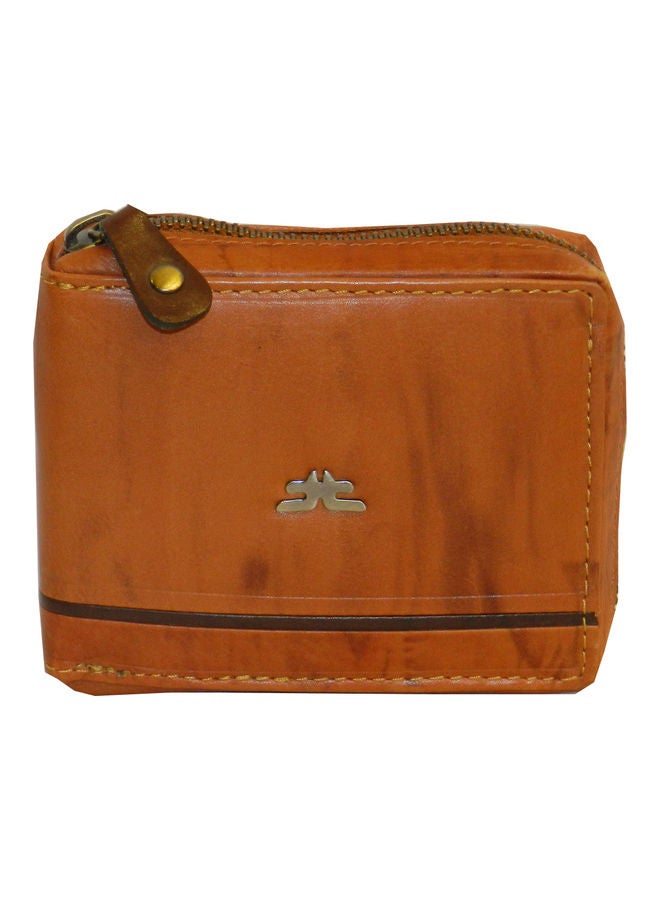 LAVERI LEATHER - Genuine Leather Designer Wallet With Zipper Rust - Image 1