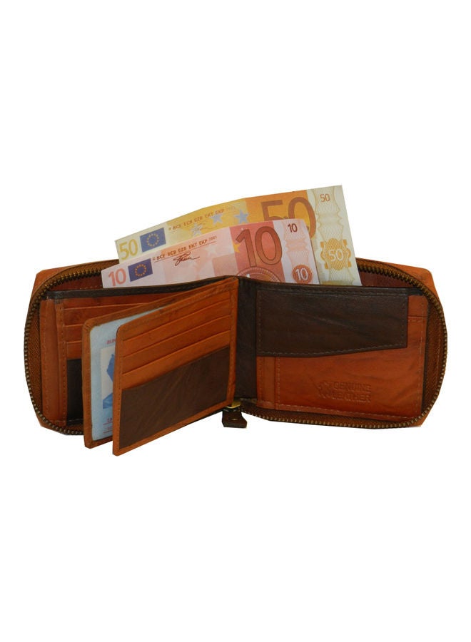 LAVERI LEATHER - Genuine Leather Designer Wallet With Zipper Rust - Image 1