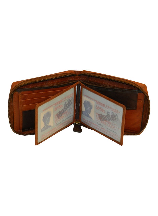 LAVERI LEATHER - Genuine Leather Designer Wallet With Zipper Rust - Image 1