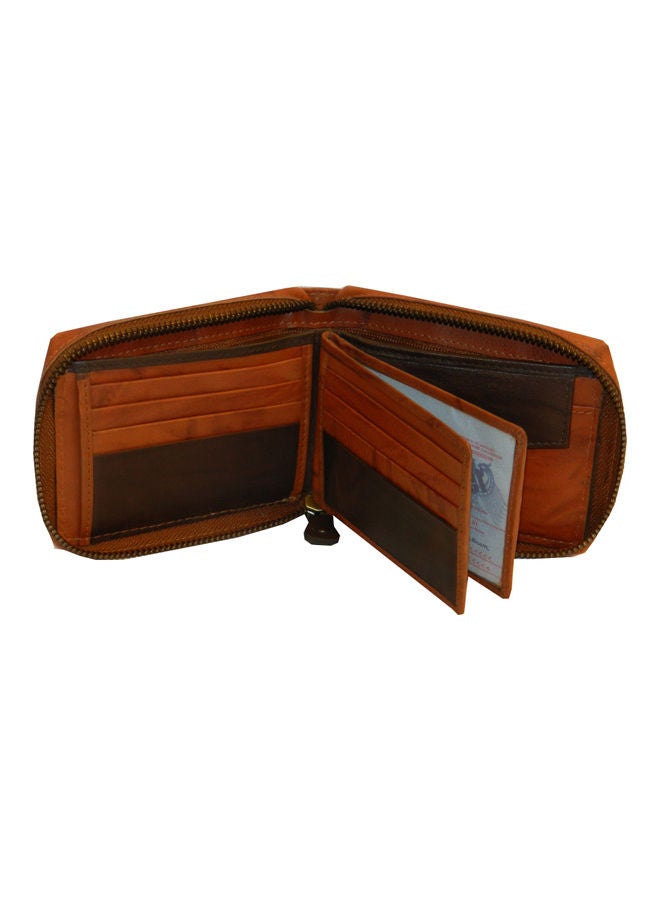 LAVERI LEATHER - Genuine Leather Designer Wallet With Zipper Rust - Image 1