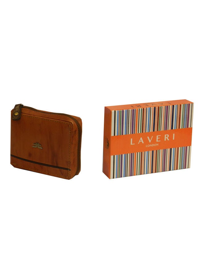 LAVERI LEATHER - Genuine Leather Designer Wallet With Zipper Rust - Image 1