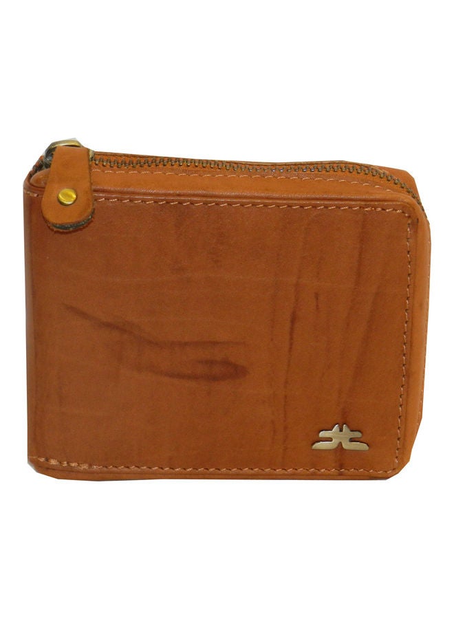 LAVERI LEATHER Genuine Leather Designer Wallet With Zipper Rust  - Image 1