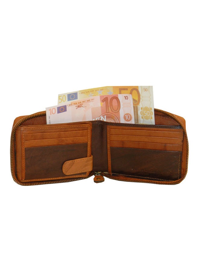 LAVERI LEATHER Genuine Leather Designer Wallet With Zipper Rust  - Image 2