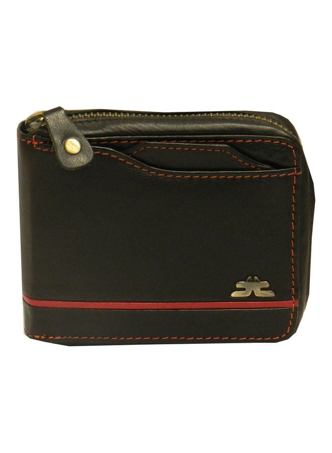 LAVERI LEATHER Genuine Leather Designer Wallet With Zipper Black  - Image 1