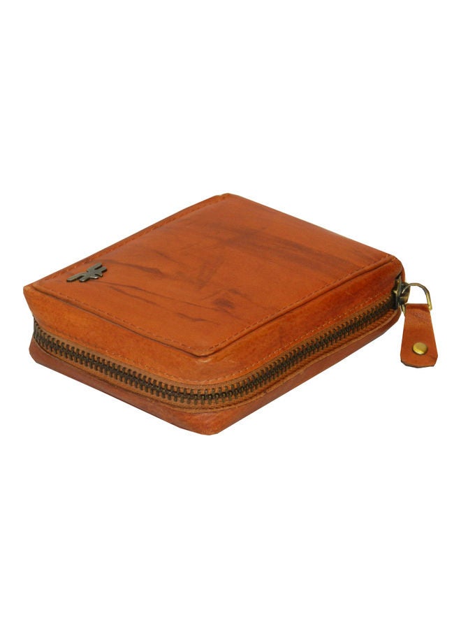 LAVERI LEATHER Genuine Leather Designer Wallet With Zipper Rust  - Image 3