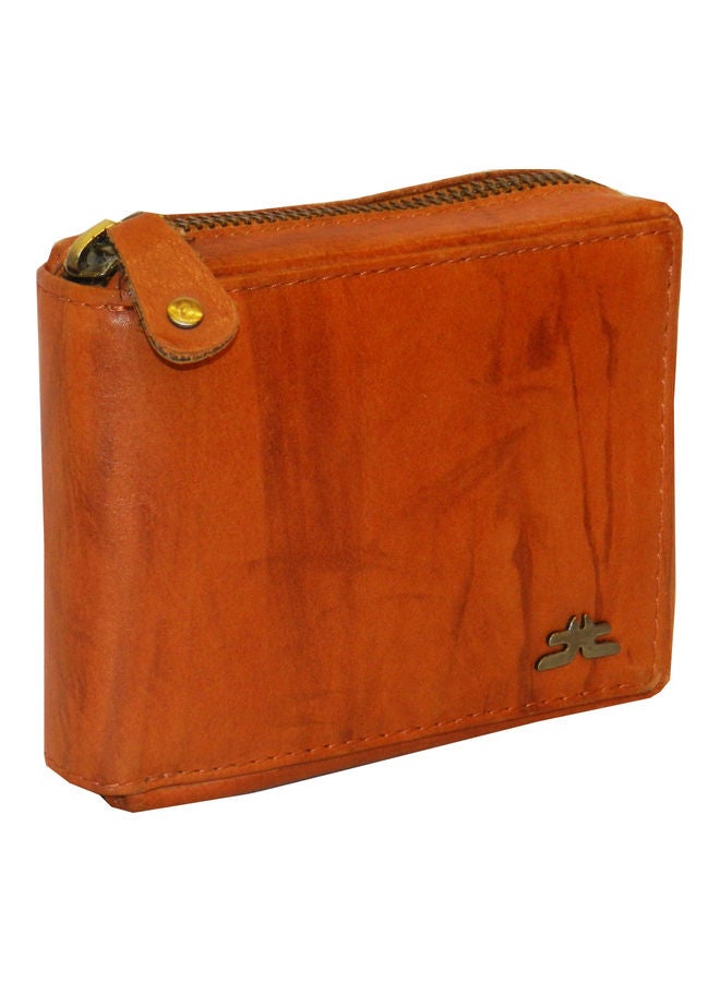 LAVERI LEATHER Genuine Leather Designer Wallet With Zipper Rust  - Image 1