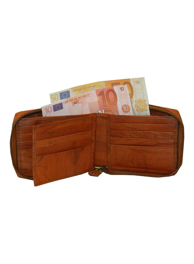 LAVERI LEATHER Genuine Leather Designer Wallet With Zipper Rust  - Image 4