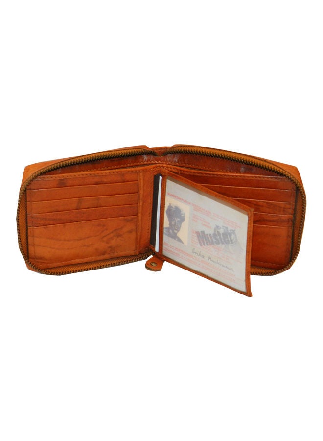 LAVERI LEATHER Genuine Leather Designer Wallet With Zipper Rust  - Image 5