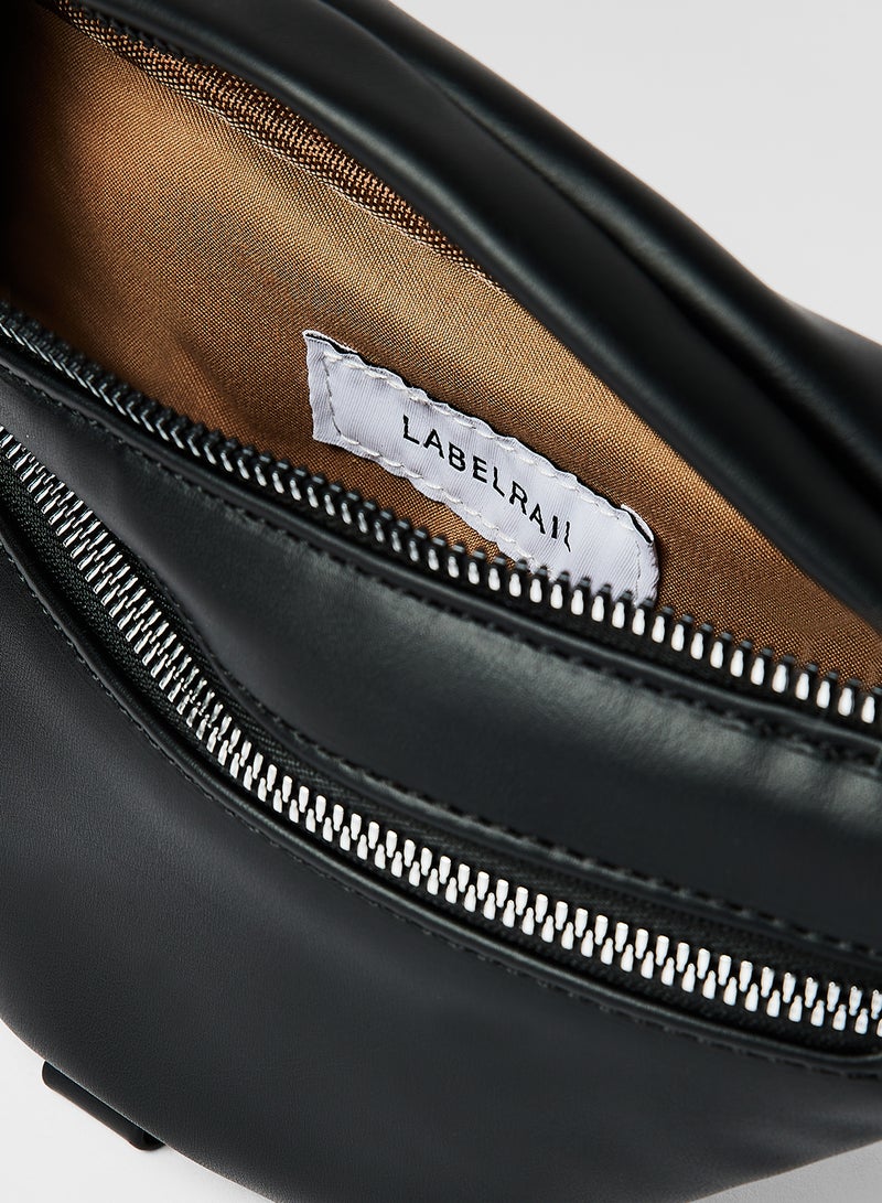 LABEL RAIL Faux Leather Waistpack Black - Image 4