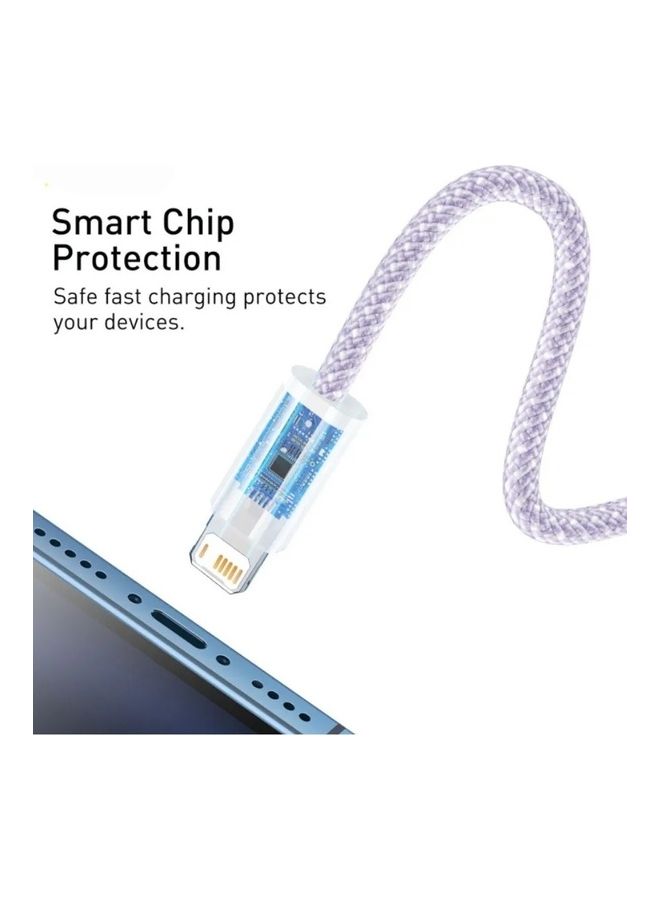 Baseus Dynamic Series 2.4A 1m Nylon Braided Fast Charging Data Cable USB to iPhone Charging Cord Compatible with iPhone 13/12/11/XS Max/XS/XR/8/7/6S/6/5, iPad and More Purple - Image 2