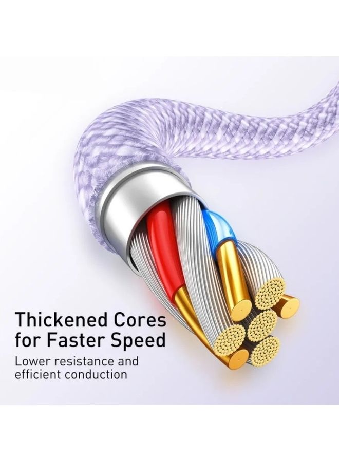 Baseus Dynamic Series 2.4A 1m Nylon Braided Fast Charging Data Cable USB to iPhone Charging Cord Compatible with iPhone 13/12/11/XS Max/XS/XR/8/7/6S/6/5, iPad and More Purple - Image 3