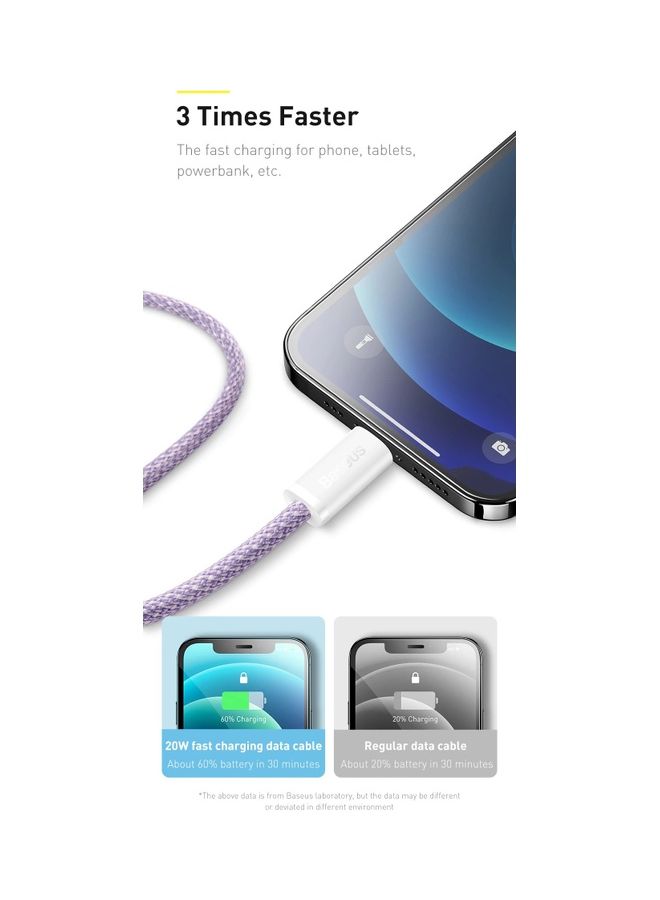 Baseus Dynamic Series 2.4A 1m Nylon Braided Fast Charging Data Cable USB to iPhone Charging Cord Compatible with iPhone 13/12/11/XS Max/XS/XR/8/7/6S/6/5, iPad and More Purple - Image 4