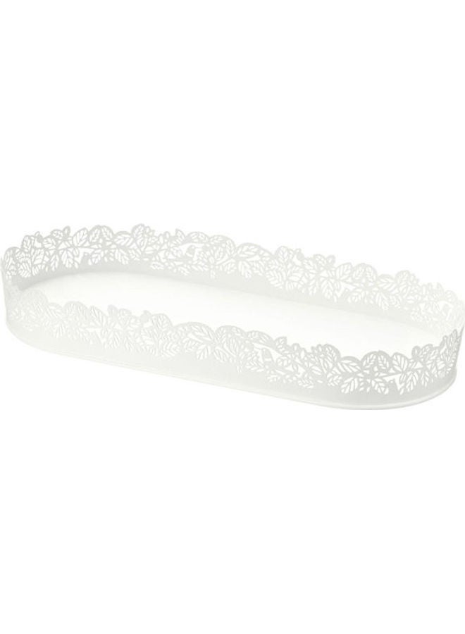 Candle Dish Oval White 13x6inch
