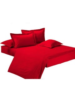 GOLDEN MILLION 6-Piece Double Size Duvet Cover Set Cotton Blend Red  - Image 1