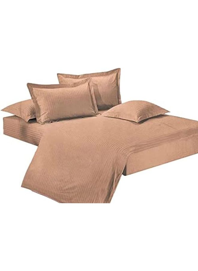 GOLDEN MILLION 6-Piece Double Size Duvet Cover Set Cotton Blend Brown - Image 1