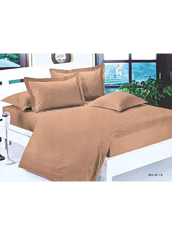 GOLDEN MILLION 6-Piece Double Size Duvet Cover Set Cotton Blend Brown - Image 2