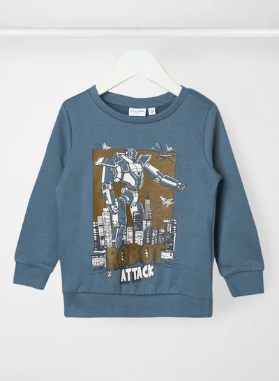 NAME IT Boys Graphic Long Sleeve Sweatshirt Blue