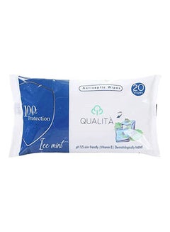 20 Pieces Antiseptic Alcohol Free Wipes With Ice Mint White