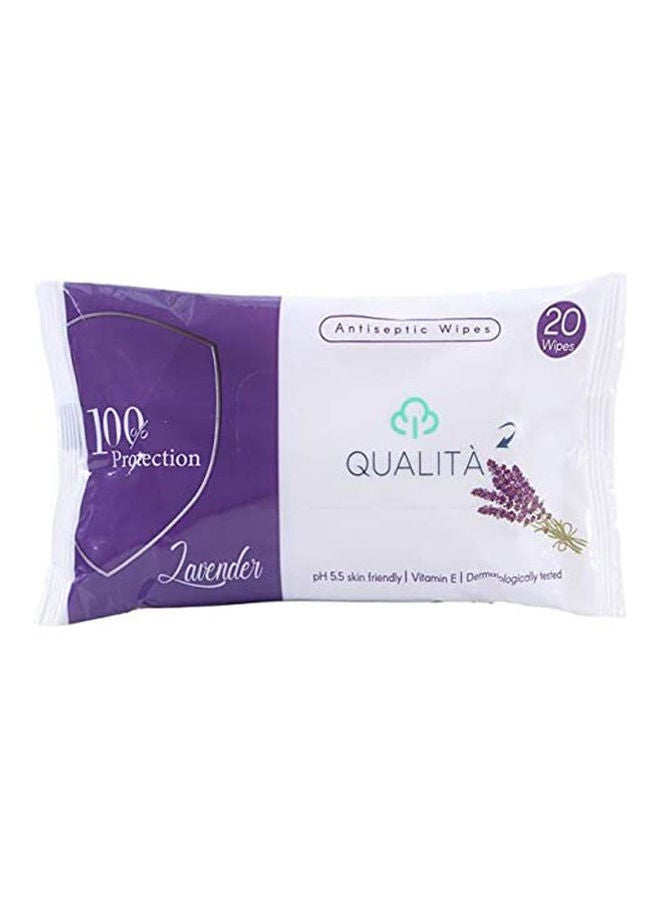 كواليتا مناديل مبللة مطهرة خالية من الكحول برائحة اللافندر من 20 قطعة أبيض - Image 1