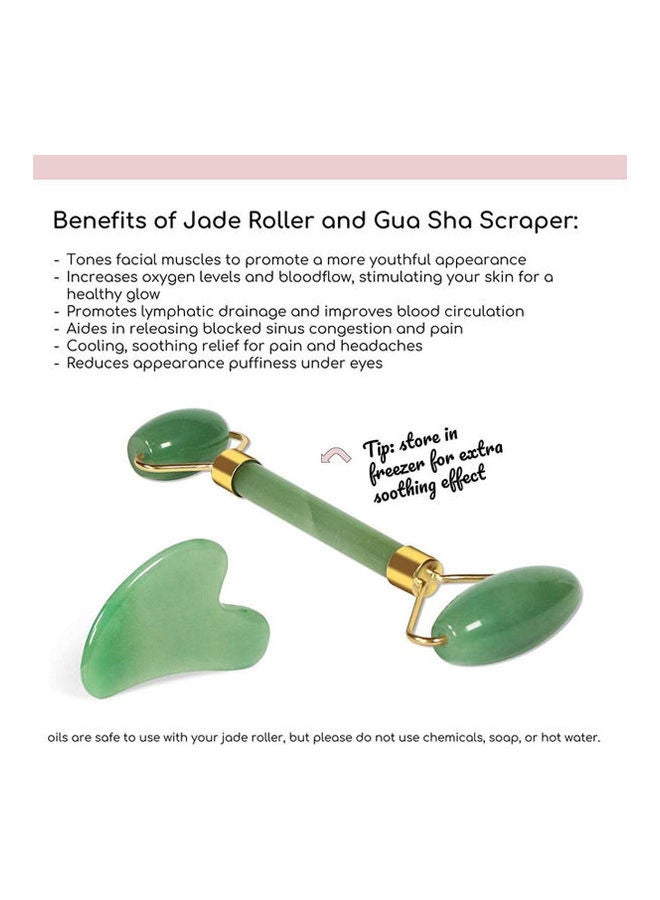 Generic - Anti-Aging Jade Roller Massage And Gua Sha Facial Tools Set-Natural Jade Gua Sha Massage Tool Multicolor - Image 1