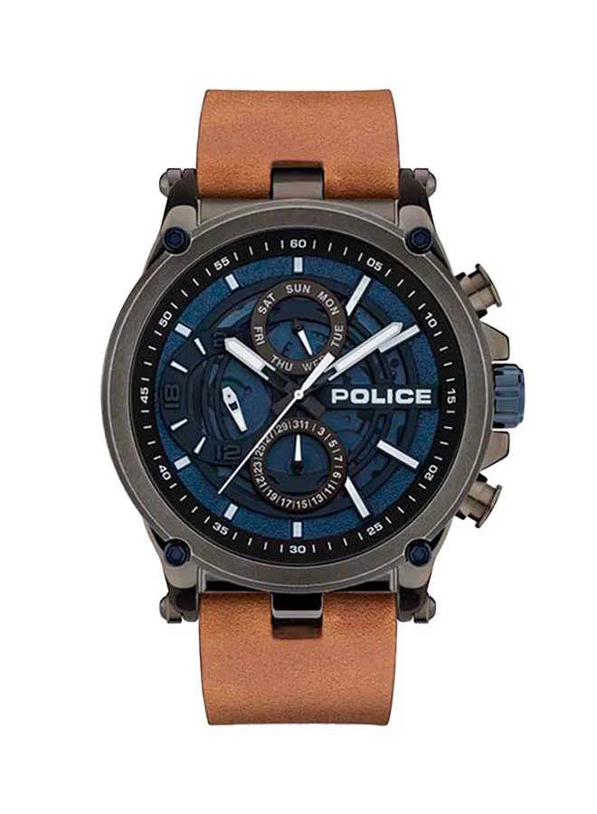 TAMAN Round Shape Leather Band Chronograph Wrist Watch 47 mm - Brown - PEWJF2108601