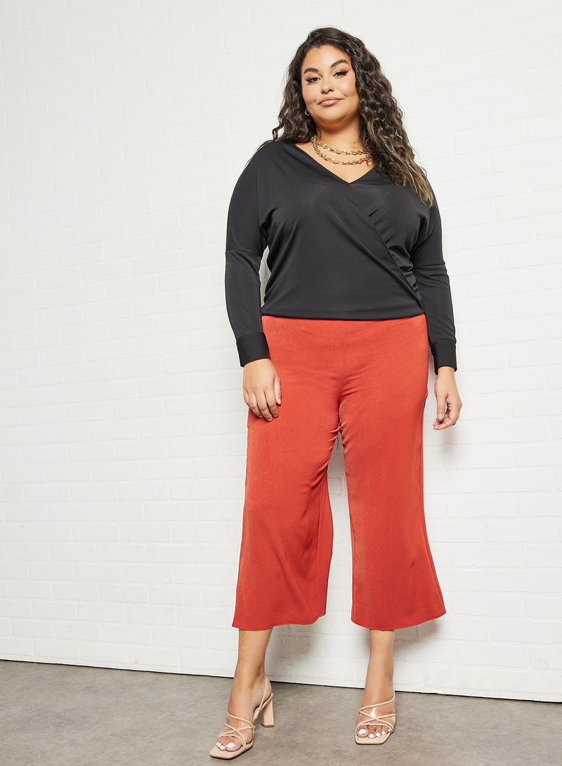 Violeta By Mango - Plus Size Wrap T-Shirt Black - Image 1