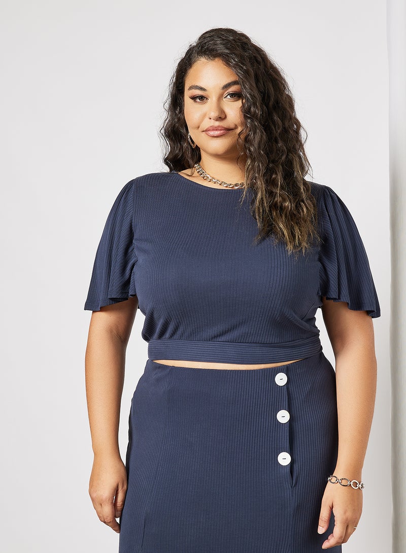 Violeta By Mango - Plus Size Girasol T-Shirt Navy - Image 1
