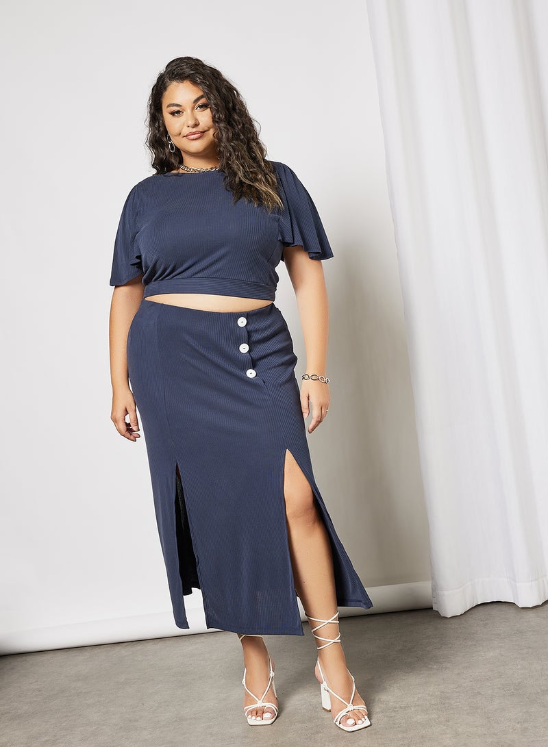 Violeta By Mango - Plus Size Girasol T-Shirt Navy - Image 1
