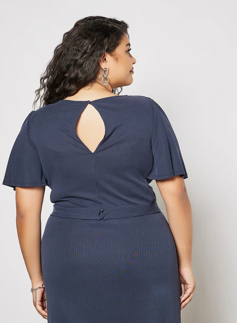 Violeta By Mango Plus Size Girasol T-Shirt Navy