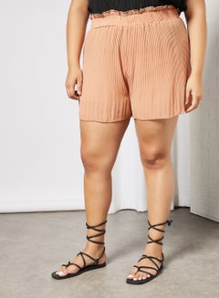 Plus Size Pleated Shorts Burnt Orange