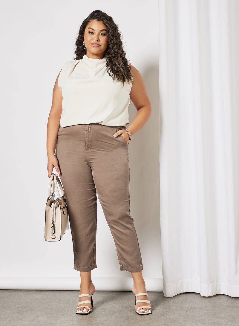 Violeta By Mango Plus Size Drape Detail Top Ecru - Image 2