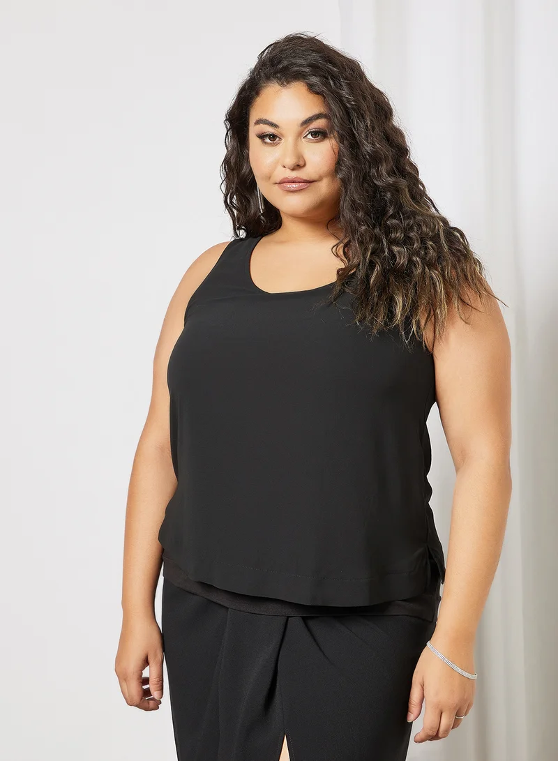 Violeta By Mango Plus Size Sleeveless Top Black