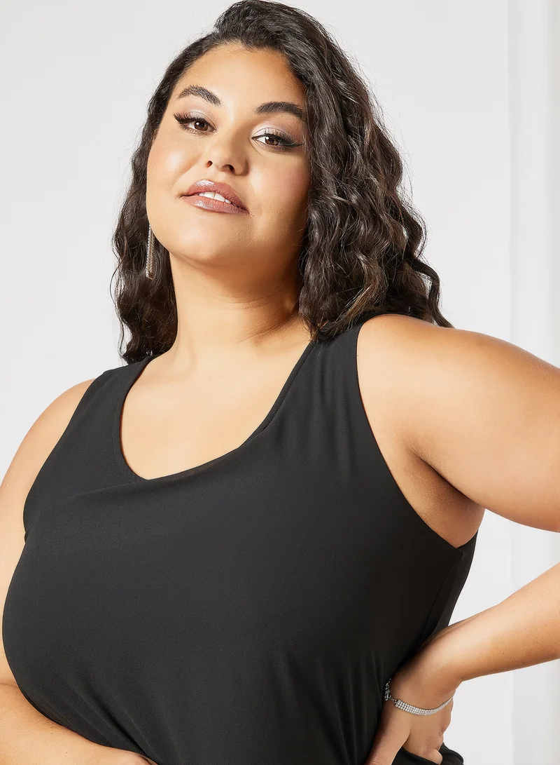 Violeta By Mango Plus Size Sleeveless Top Black