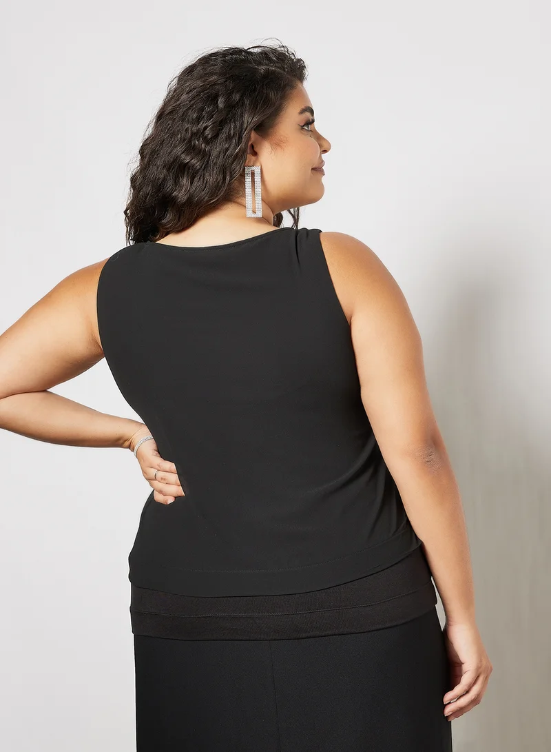 Violeta By Mango Plus Size Sleeveless Top Black