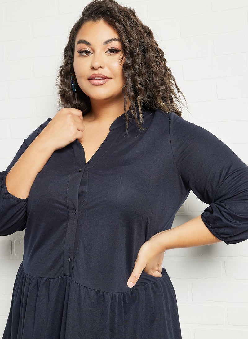 Plus Size Tiered Dress Navy - v1638094384/N44397952V_3