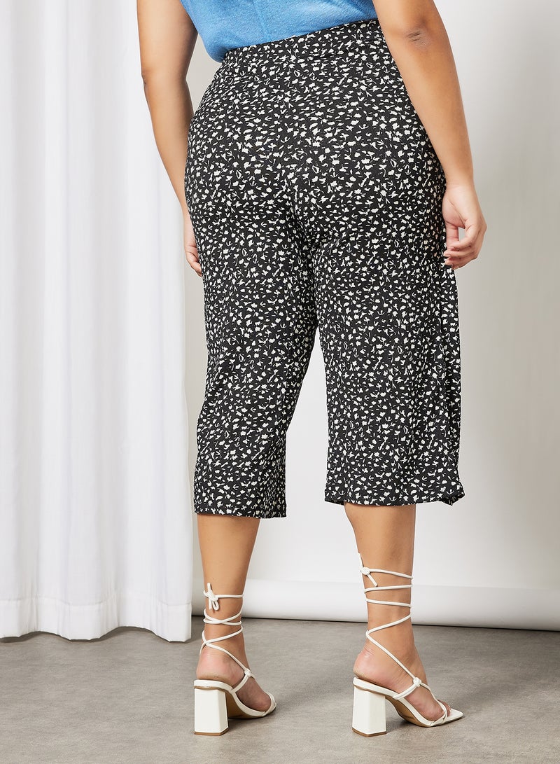 Violeta By Mango - Plus Size Printed Pants Black - Image 1
