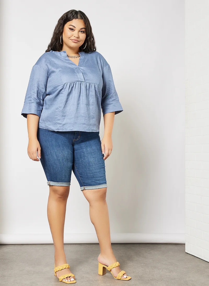 Violeta By Mango Plus Size Linen Top