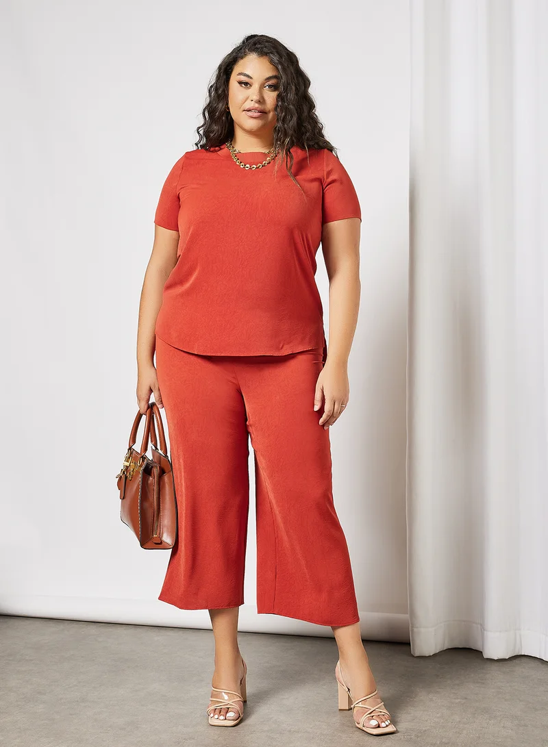 Violeta By Mango Plus Size Crinkle-Effect Top Brown