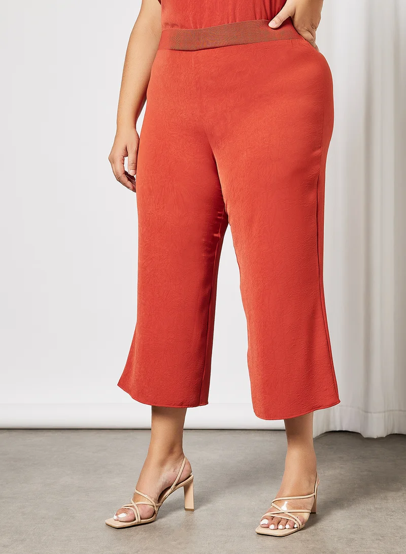 Violeta By Mango Plus Size Crinkle-Effect Cropped Pants