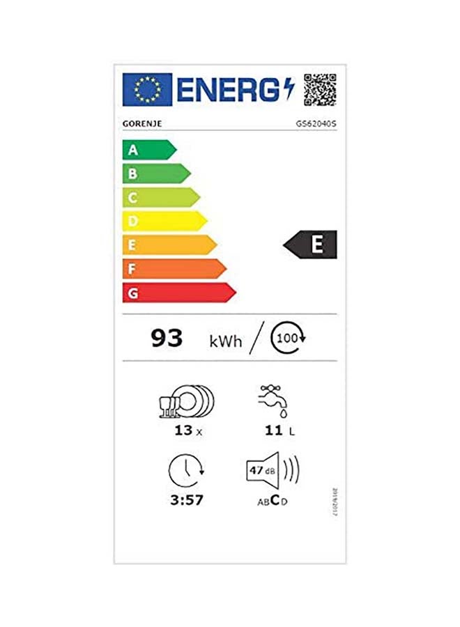 جورنجي غسالة أطباق مكونة من 12 موضعا و5 إعدادات لبرامج GS62040S فضي  - Image 5
