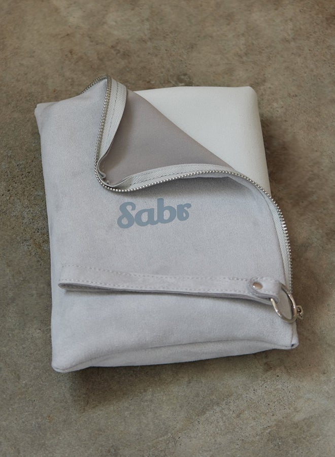 Sabr - Zarqa Compact Foldable Prayer Mat Blue/Grey/White 67x108centimeter - Image 1