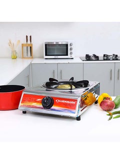 Olsenmark Table Top Single Burner Gas Stove with Stainless Steel Top Panel, Automatic Ignition, LPG, Blue Flame & Powerful Burner OMK2231Z Silver/Black  - Image 2