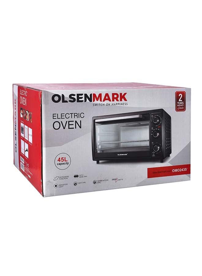 أولسنمارك فرن مطبخ كهربائي قدرة 2000 وات مع صينية خبز 45.0 L 2000.0 W OMO2435 أسود  - Image 4