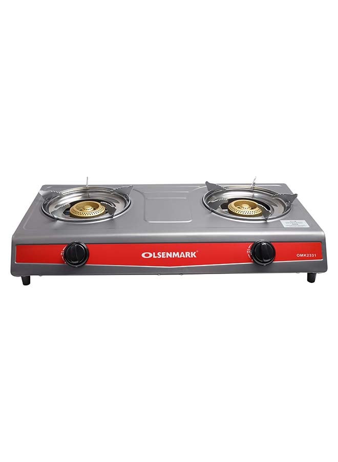 Olsenmark - Gas Cooker | 2 Cast Iron Burner with Detachable Pan Support| Low Gas Consumption and Efficient Burners| Improved Gas Flow for Efficient Heating| Auto Ignition System, LPG Gas Stove| Black| 2 Years Warranty OMK2331 Silver - Image 1